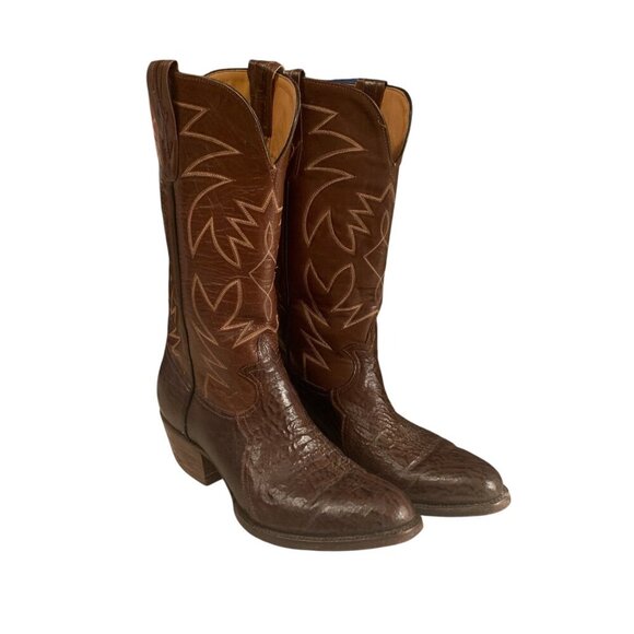 Mens Brown Leather Western Cowboy Boots - Picture 4 of 12